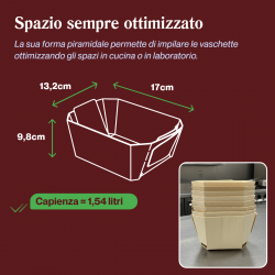 PIOP-PACK - Vaschette in pioppo biodegradabili per cibi secchi, umidi e confezionati (1 scatola da 56 pezzi)